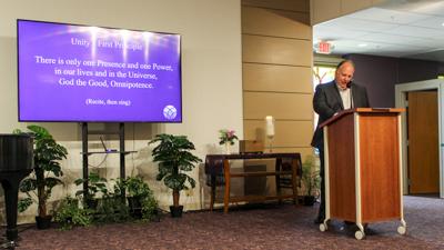 Rev. David leading Sunday Service